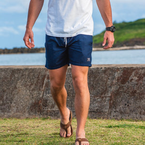 OG Shorts Navy Blue - Away at Sea walking front